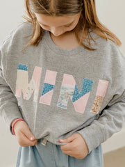 Children's MINI Quilt Applique Gray Sweatshirt size Youth 7