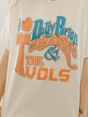 Dolly Parton I Heart Dolly & The Vols Off White Thrifted Distressed Tee