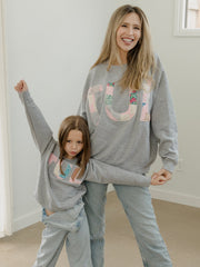 Children's TUL Tulsa Quilt Applique Gray Sweatshirt size Youth 7