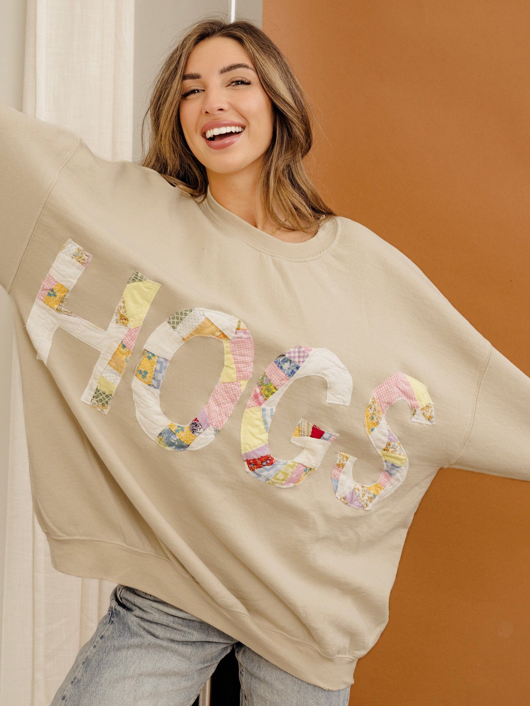 LIE Sweatshirt LUXE SOFT Cotton BE’LIE’VE Embroidered online PATCHWORK Size S