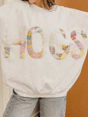 Hogs Quilted Applique White Thrifted Sweatshirt