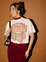 Rolling Stones Vintage Concert Off White Thrifted Distressed Tee