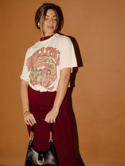 Rolling Stones Vintage Concert Off White Thrifted Distressed Tee