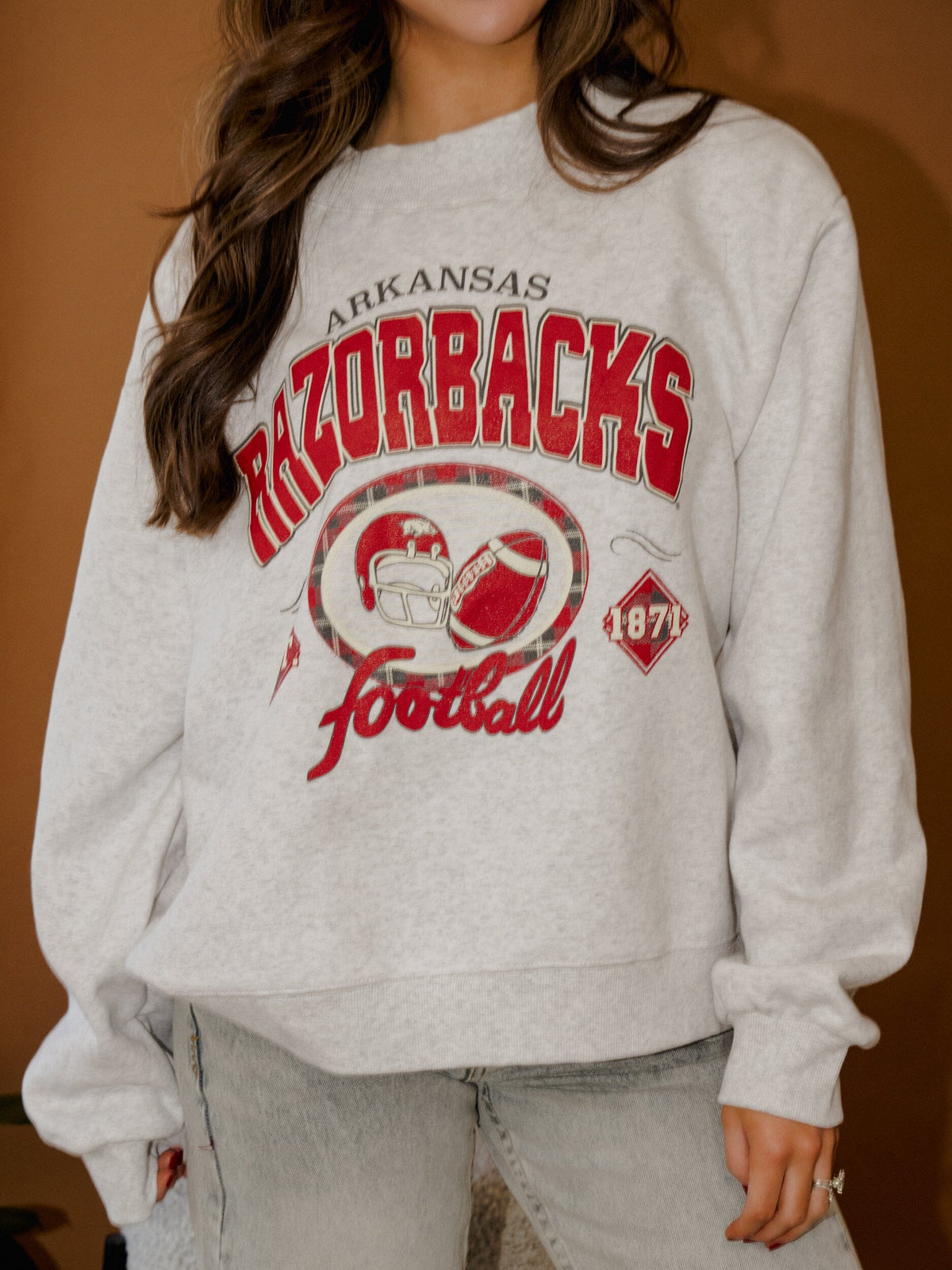 Arkansas Razorbacks Gridiron Weekend Edit Ash Gray Mock Neck Sweatshirt