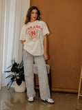 Nebraska Huskers Striped Crest Off White Thrifted Tee
