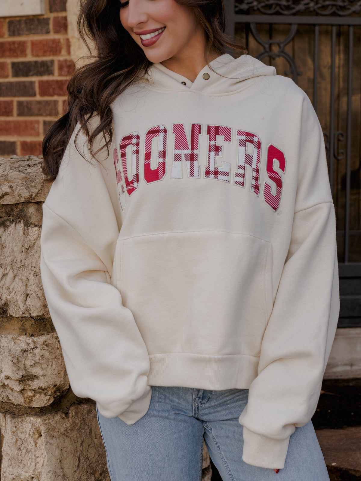 *COMING SOON* OU Sooners Varsity Plaid Off White Hoodie