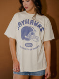 KU Jayhawks Varsity Stamp Off White Thrifted Tee
