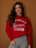 OU Sooners Football Icon Red Oversized Crew Hi-Dive Sweatshirt