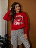 OU Sooners Football Icon Red Oversized Crew Hi-Dive Sweatshirt