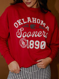 OU Sooners Football Icon Red Oversized Crew Hi-Dive Sweatshirt