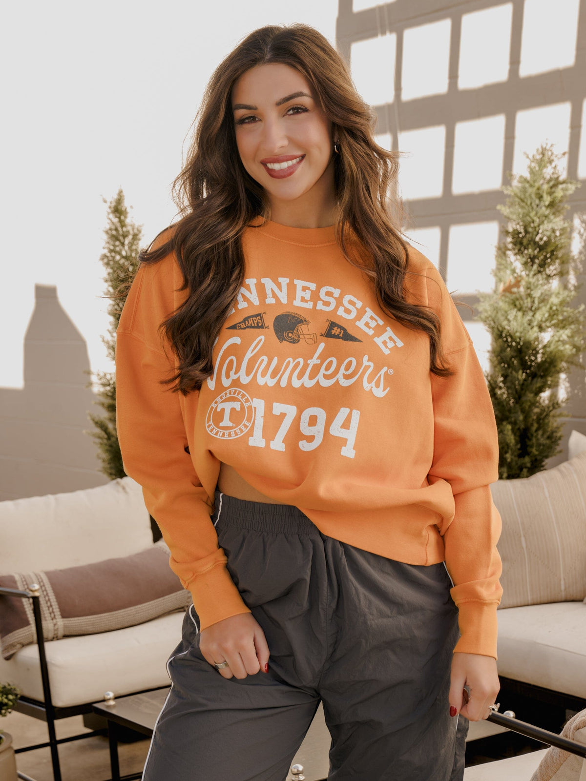 Tennessee Vols Football Icon Orange Oversized Crew Hi-Dive Sweatshirt