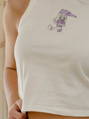 TCU Horned Frogs Mascot Flag Off White Micro Cropped Tank