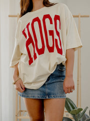 Arkansas Razorbacks Tall Boy Off White One Size Tee