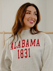Alabama Crimson Tide College Block Puff Ink Gray Mock Neck Hi-Dive Sweatshirt