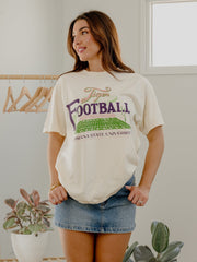 LSU Tigers Football Field Off White Thrifted Tee
