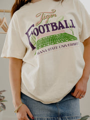 LSU Tigers Football Field Off White Thrifted Tee