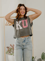 KU Jayhawks Quilted Puff Ink Smoke Tank