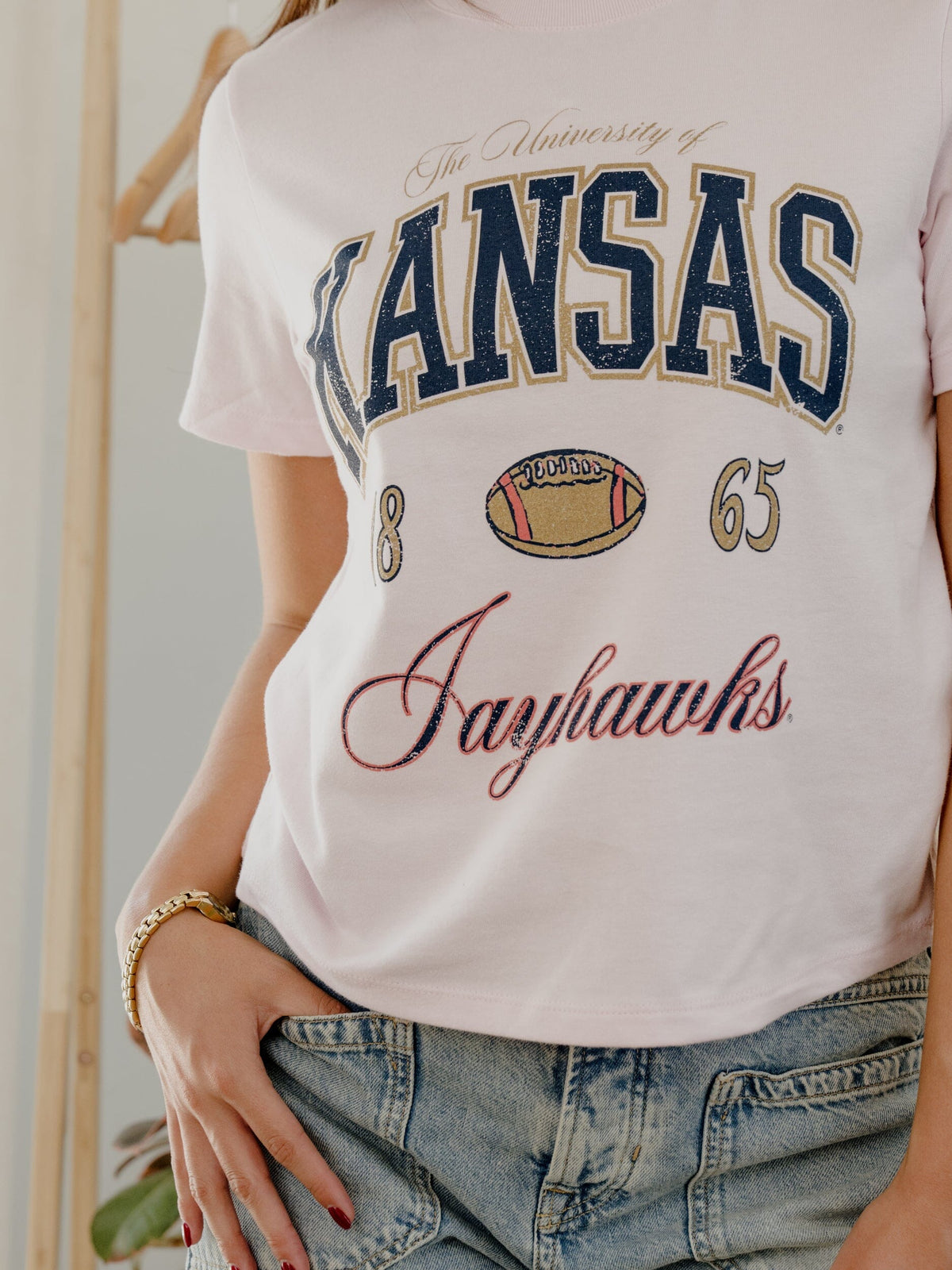 KU Jayhawks Wave Arch Pink Ellie Perfect Tee