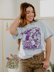 Pink Floyd Cheetah Flyer Blue Thrifted Distressed Tee