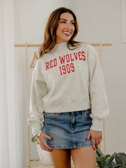 ASU Red Wolves College Block Puff Ink Gray Mock Neck Hi-Dive Sweatshirt
