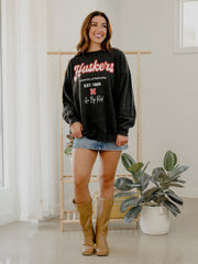 Nebraska Huskers Letterman Charcoal Chrome Hi Dive Sweatshirt