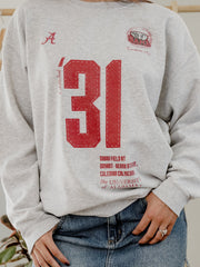 Alabama Crimson Tide Crest Stamp Ash Gray Thrifted Sweatshirt