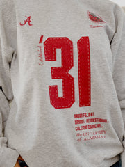 Alabama Crimson Tide Crest Stamp Ash Gray Thrifted Sweatshirt