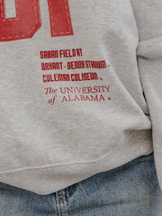 Alabama Crimson Tide Crest Stamp Ash Gray Thrifted Sweatshirt