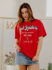 Texas Tech Letterman Red Thrifted Tee