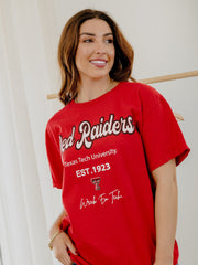 Texas Tech Letterman Red Thrifted Tee