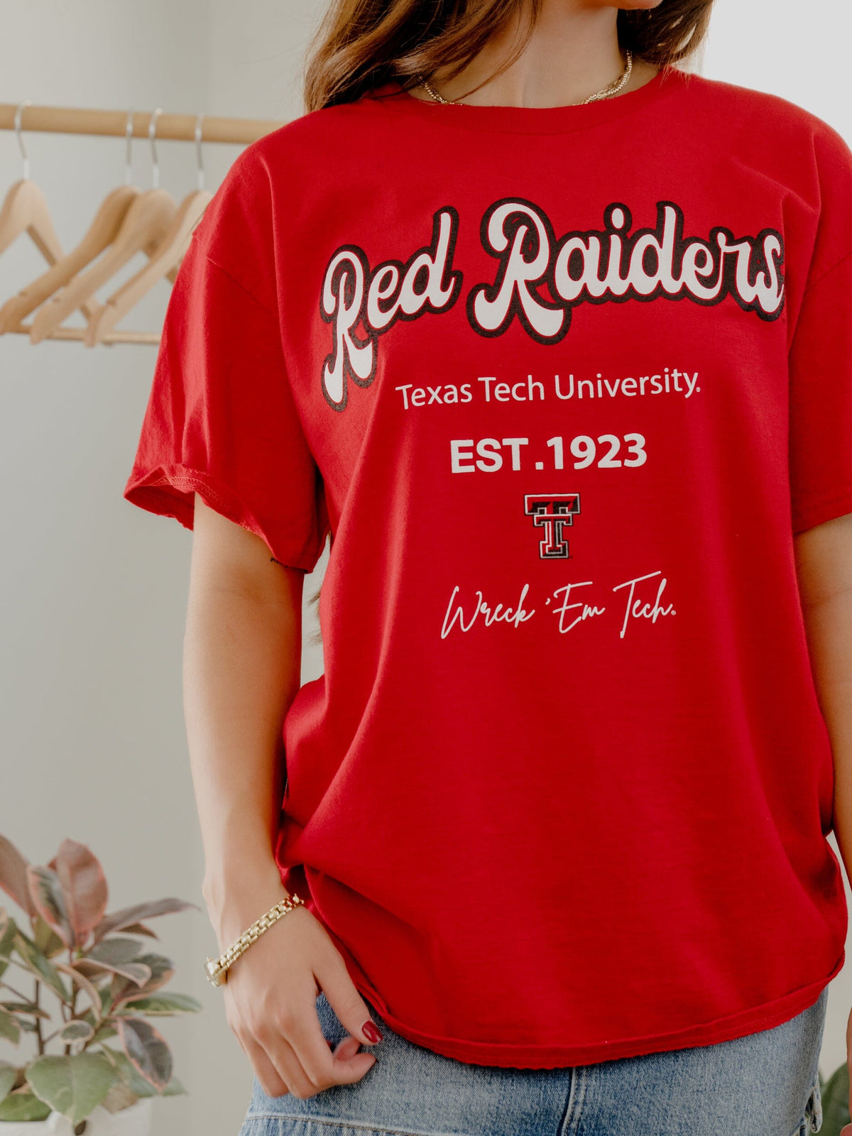 Texas Tech Letterman Red Thrifted Tee