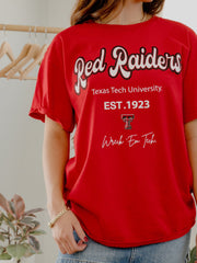 Texas Tech Letterman Red Thrifted Tee