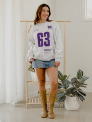 KSU Wildcats Crest Stamp Ash Gray Thrifted Sweatshirt