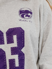 KSU Wildcats Crest Stamp Ash Gray Thrifted Sweatshirt