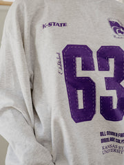 KSU Wildcats Crest Stamp Ash Gray Thrifted Sweatshirt