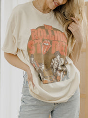Rolling Stones Stage Circle Off White Thrifted Distressed Tee