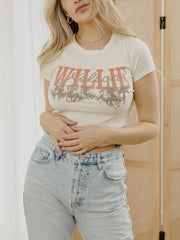 Willie Nelson Horses Off White Micro Cropped Tee