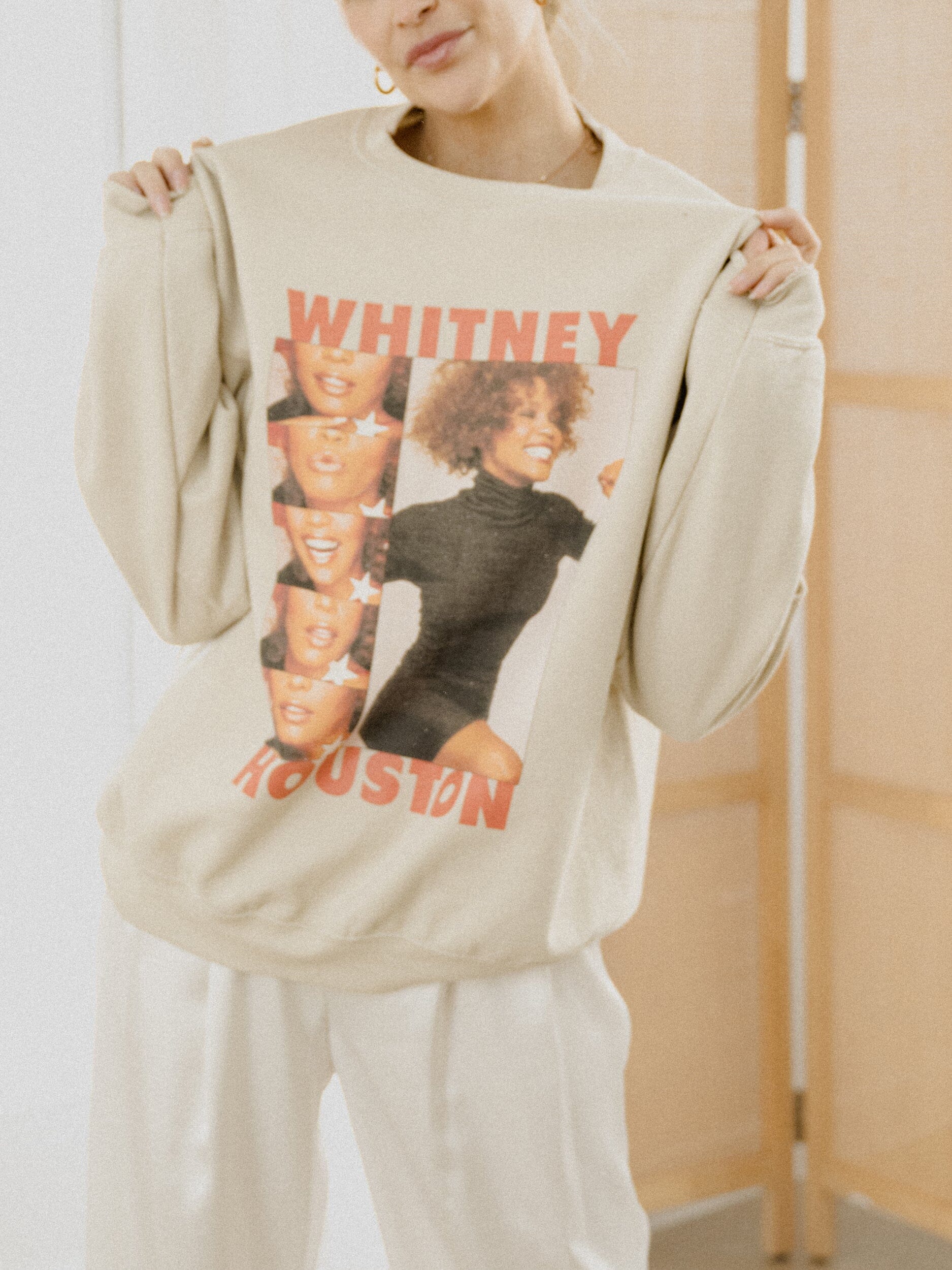 Whitney Houston Smile Sand Thrifted Sweatshirt