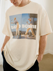 David Bowie 1983 Tour Off White Thrifted Distressed Tee