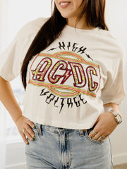 ACDC High Voltage Flower Off White Cropped Tee
