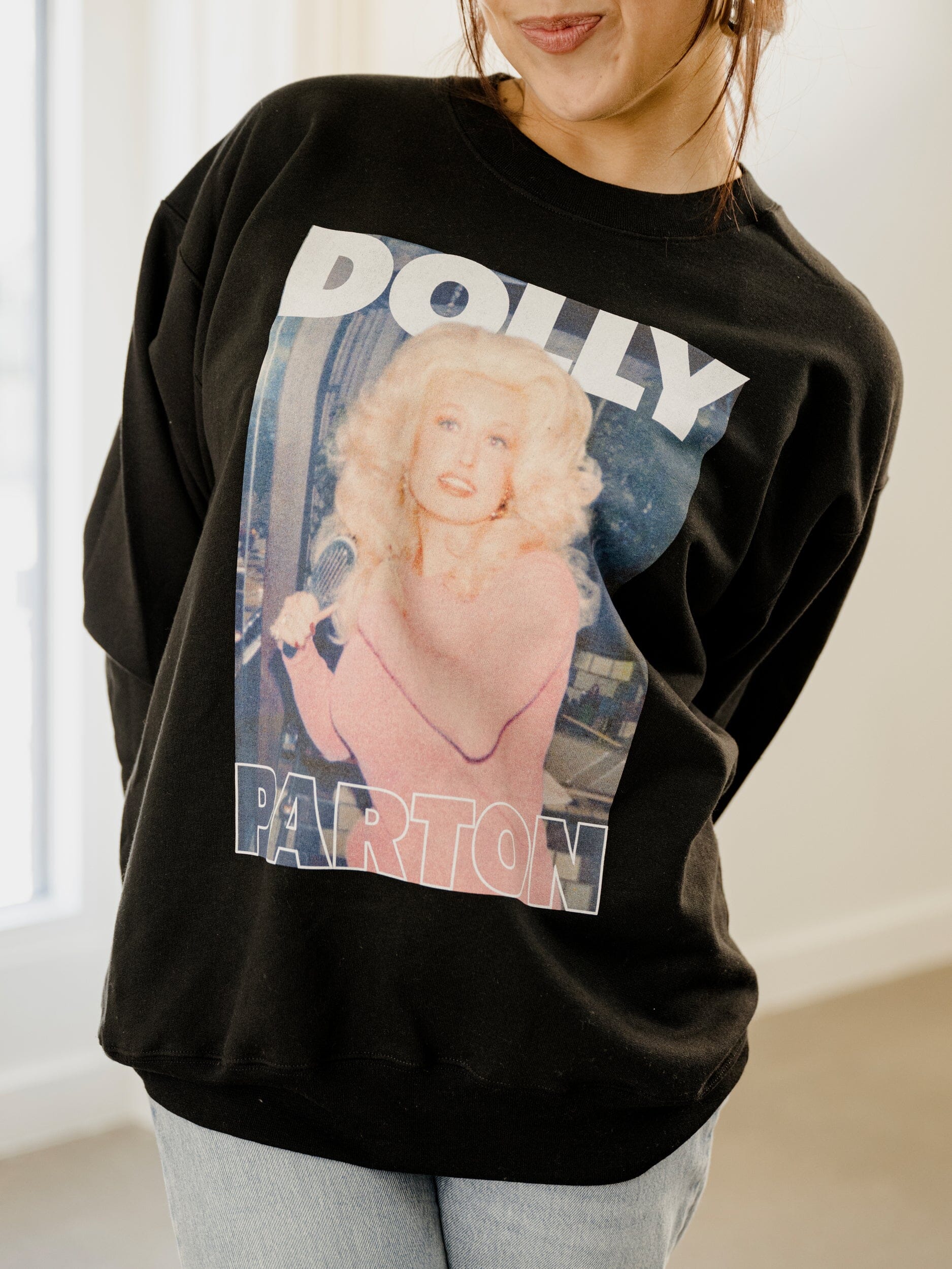 Dolly Parton in Pink Black Sweatshirt