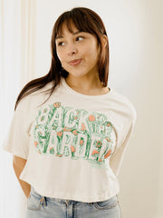 Woodstock Garden Puff Ink Off White Cropped Tee