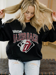 Rolling Stones Razorbacks Baseball Diamond Black Thrifted Sweatshirt