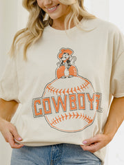 OSU Cowboys Mascot Baseball Off White Thrifted Tee