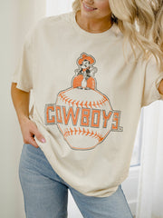 OSU Cowboys Mascot Baseball Off White Thrifted Tee