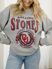 Rolling Stones OU College Seal Gray Thrifted Sweatshirt