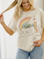 Rainbow Dove Off White Thrifted Tee