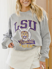 LSU Tigers Baseball Gray Thrifted Sweatshirt