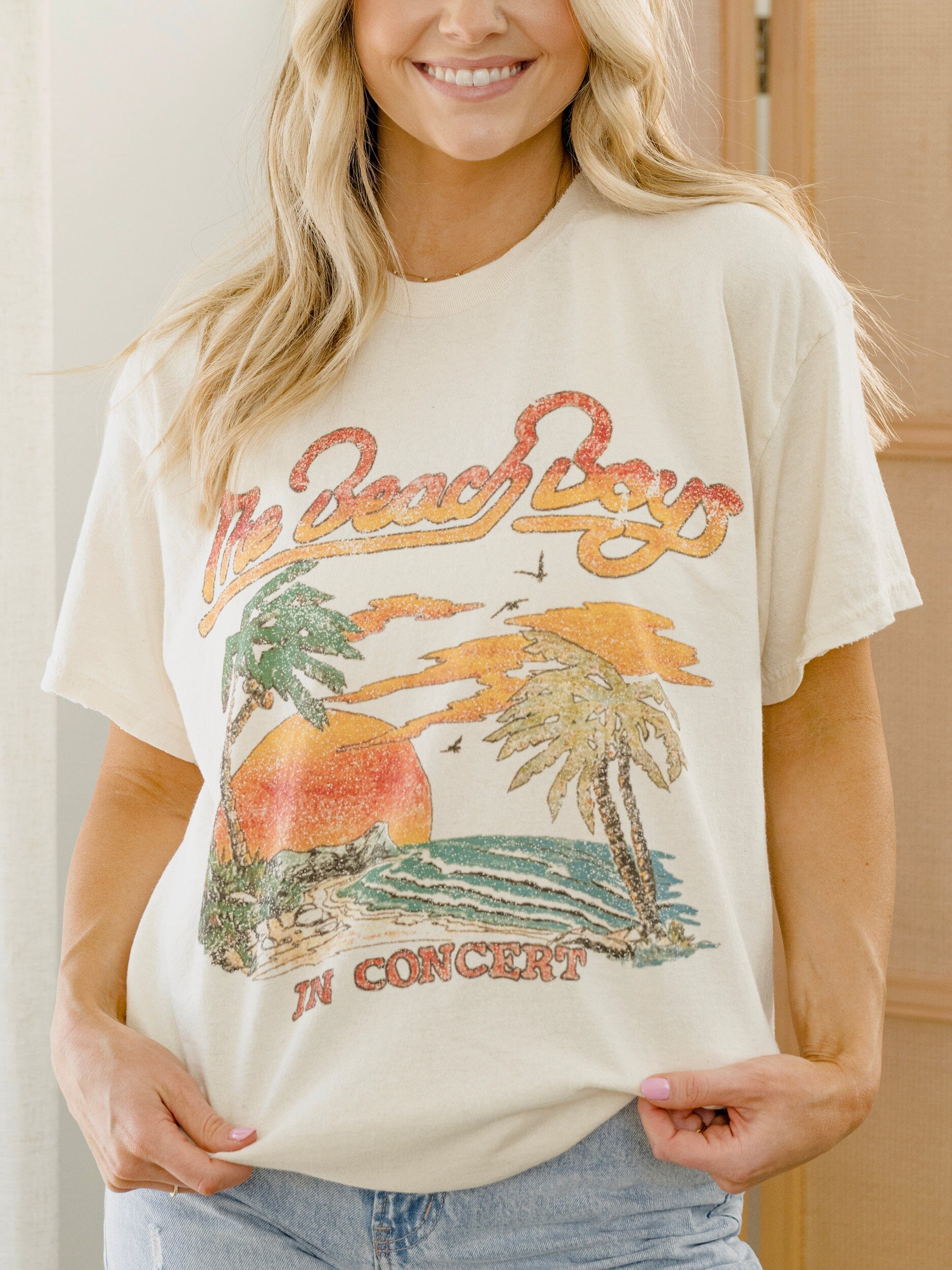 The Beach Boys In Concert Off White Thrifted Tee
