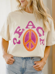 Peace Sign Off White Thrifted Tee